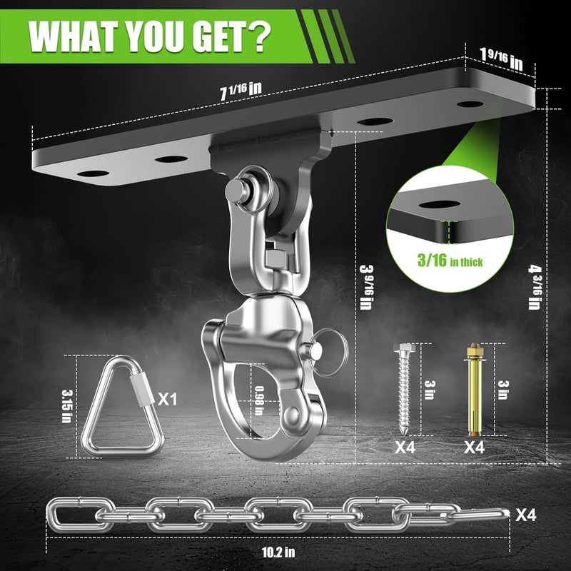 Eapele Punching Bag Hanger, Heavy Bag Ceiling Mount Holder for Hanging, 360° Swivel Boxing Bag Hanger for MMA Training, Muay Thai Bags, Heavy Duty Hook for Aerial Yoga, Porch Swings, Hammock Chairs - Image 3